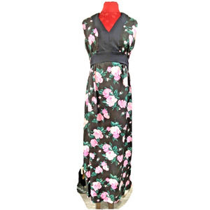 Vintage 1970 style mod maxi dress Avalon Classics size 12 sleeveless navy & pink